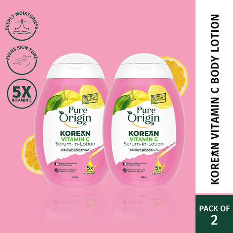 Buy Pure Origin Korean Vitamin C Brightening Serum in Lotion | Intense Moisture | Gives Brighter Skin | For Dry & Dull Skin | Non-sticky & Lightweight | 300 ml each (Pack of 2)-Purplle