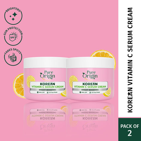 Buy Pure Origin 10x Korean Vitamin C Brightening Serum Cream | Fades Dark Spots, Pigmentation & Dullness | Oil-free & Lightweight | With SPF 50 | All Skin Types | For Women & Men | 50 gm each (Pack of 2)-Purplle