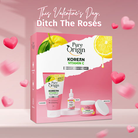 Buy Pure Origin Korean Vitamin C Bright Boosting Kit | Face Wash (150 ml), Serum (10 ml) & Serum Cream (50 gm) | Reduces Spots, Dullness & Evens Tone | Visibly Bright Skin | For All Skin Types - Combo of 3-Purplle