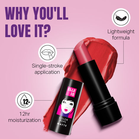 Elle 18 Color Pop Matte Lip Color, P21, Pink Kiss, 4.3 g Elle 18 Color Pop Matte Lip Color, P21, Pink Kiss, 4.3 g