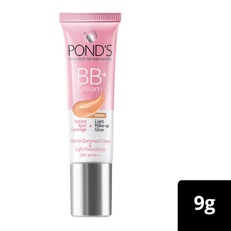 Buy Ponds BB+ Cream, Instant Spot Coverage + Light Make-up Glow, Natural 9 gm-Purplle