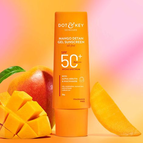 Buy Dot & Key Mango Detan Gel Sunscreen SPF 50+ PA+++ with Alpha Arbutin & Niacinamide - 50 gm-Purplle