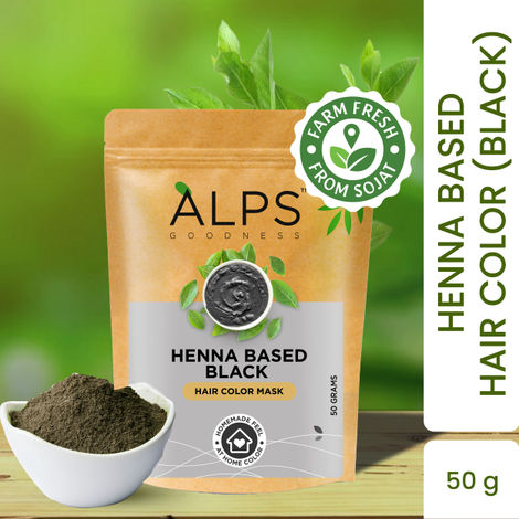 Buy Alps Goodness Henna Based Hair Color Powder - Black (50 gm) | Ammonia Free | Peroxides Free | Enriched with herbs| Black Henna Powder | Kali Mehendi| Sojat Mehendi| Henna Powder for Hair | Alps Goodness Henna-Purplle