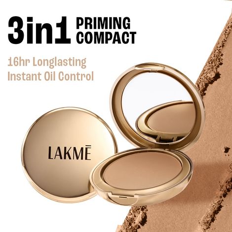 Buy Lakme 9 To 5 Powerplay Matte Compact, 3-in-1, Dry/Oily Skin, Honey Dew (9 gm)-Purplle