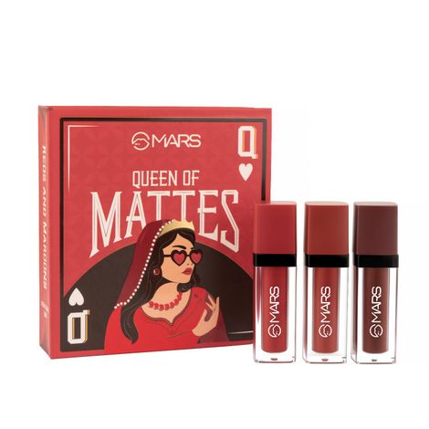 Buy MARS Queen of Mattes Liquid Lipsticks Box Set of 3 (13.5 ml) (REDS & MAROONS) | Smudgeproof & Transferproof | Intense Pigmentation Long-Lasting Wear | Customizable Colors | Matte Finish-Purplle
