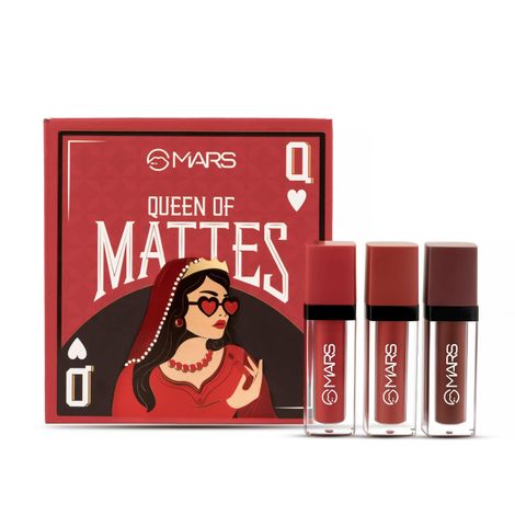 Buy MARS Queen of Mattes Liquid Lipsticks Box Set of 3 (13.5 ml) (REDS & MAROONS) | Smudgeproof & Transferproof | Intense Pigmentation Long-Lasting Wear | Customizable Colors | Matte Finish-Purplle