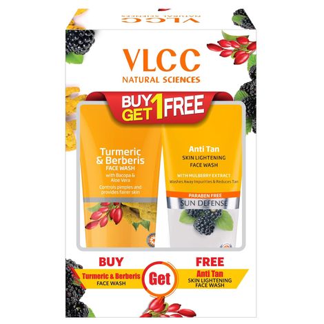 Buy VLCC Turmeric & Berberries Face Wash + Anti Tan Skin Lightening Face Wash (150 ml)-Purplle