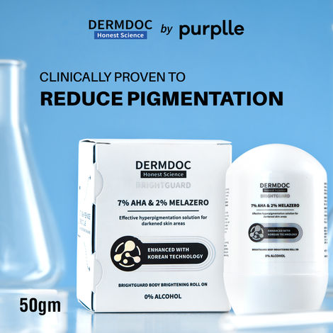 Buy DERMDOC 7% AHA & 2% Melazero BrightGuard Underarm & Body Brightening Roll On (50 gm) | Treats Darkened Skin Areas, Underarm & Body Hyperpigmentation | Suitable For All Skin Types -Purplle