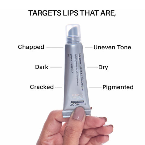 glutathione for dark lips DERMDOC LipBright Treatment 1% + 2.5% Arbutin Lip Lightening Balm (10 gm) SugarFree Liposomal for Skin Health Size:Pack of 15 Tablets