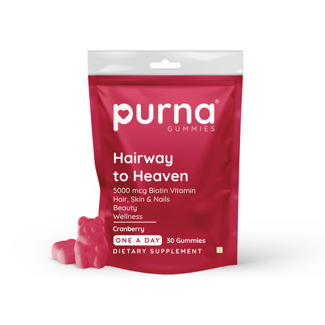Buy Purna Gummies 5000 mcg Biotin Cranberry Gummies With Vitamin B12 For Hair skin & Nail 30 Day Pack - 30 Gummies-Purplle