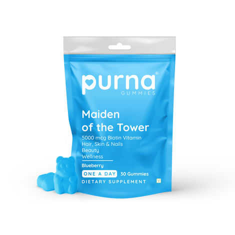 Buy Purna Gummies 5000 mcg Biotin Blueberry Gummies With Vitamin B12 For Hair skin & Nail 30 Day Pack - 30 Gummies-Purplle