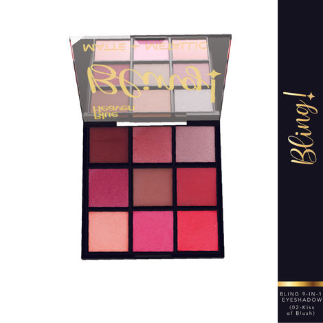 Buy Blue Heaven Bling 9 in 1 Eyeshadow Palette | Highly Pigmented and Easily Blendable Eye Makeup | Matte & Metallic Shades | Long Lasting and Lightweight | Kiss of Blush, 9 gm-Purplle