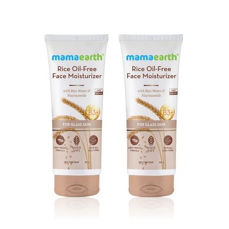 Buy Mamaearth Rice Oil-Free Face Moisturizer With Rice Water & Niacinamide for Glass Skin - 80 gm - Pack of 2-Purplle