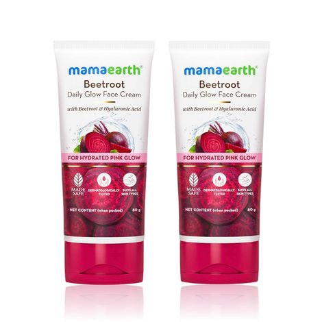 Buy Mamaearth Beetroot Daily Glow Face Cream With Beetroot & Hyaluronic Acid - 80 gm | Gives Hydrated Pink Glow | Gives Instant Brightening Effect | Lightweight & Non-Greasy | Natural Glow | For All Skin Types - Pack of 2-Purplle