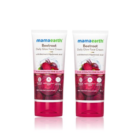 Buy Mamaearth Beetroot Daily Glow Face Cream With Beetroot & Hyaluronic Acid - 80 gm | Gives Hydrated Pink Glow | Gives Instant Brightening Effect | Lightweight & Non-Greasy | Natural Glow | For All Skin Types - Pack of 2-Purplle