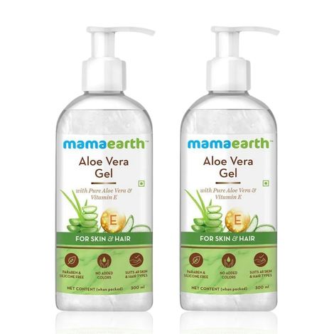Buy Mamaearth Aloe Vera Gel Pure Aloe Vera & Vitamin E for Skin and Hair - 300 ml - Pack of 2-Purplle