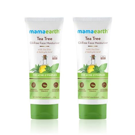 Buy Mamaearth Tea Tree Oil-Free Face Moisturizer with Tea Tree and Salicylic Acid for Acne and Pimples - 80 ml - Pack of 2-Purplle
