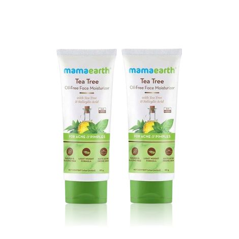 Buy Mamaearth Tea Tree Oil-Free Face Moisturizer with Tea Tree and Salicylic Acid for Acne and Pimples - 80 ml - Pack of 2-Purplle
