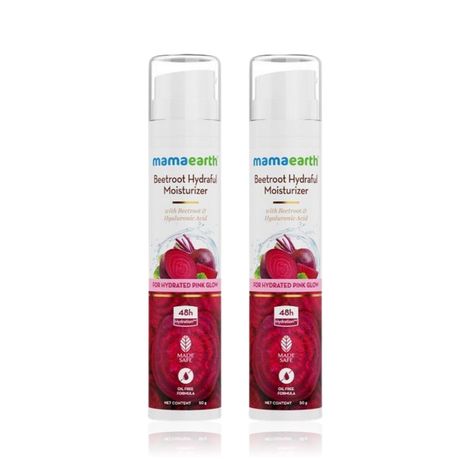 Buy Mamaearth Beetroot Hydraful Moisturizer With Beetroot & Hyaluronic Acid For Hydrated Pink Glow - 50 ml - Pack of 2-Purplle