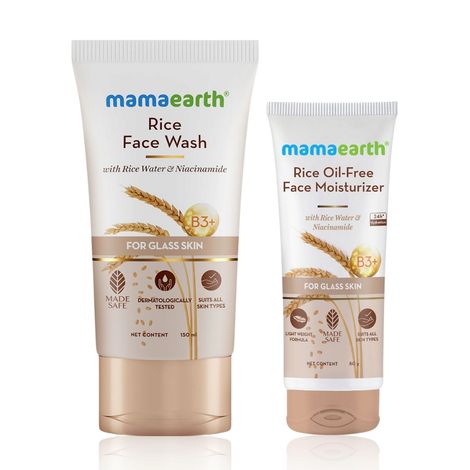 Buy Mamaearth Rice Radiance Duo - Rice Oil-Free Face Moisturizer (80 gm) & Rice Face Wash (150 ml) Combo of 2-Purplle