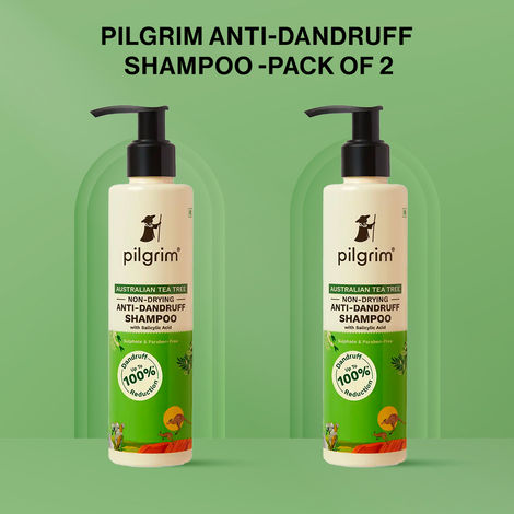 Buy Pilgrim Tea Tree Anti-Dandruff Shampoo with Salicylic Acid -Pack of 2|Up To 100% Dandruff Reduction|Sulphate & Paraben-Free|Itchy Scalp Relief|Hair Fall Control|200 ml Each-Purplle