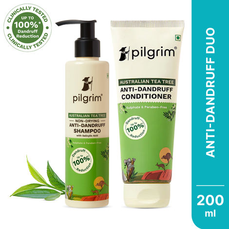 Buy Pilgrim Australian Tea Tree Anti-Dandruff Shampoo & Conditioner Combo of 2 for Dandruff Control & Itchy Scalp| Pack of 2 (200 ml Each) Haircare kit-Purplle