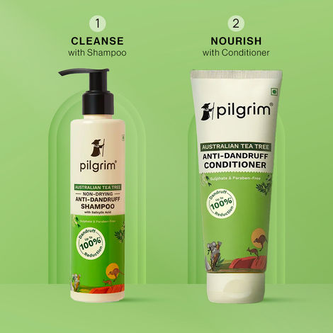 Buy Pilgrim Australian Tea Tree Anti-Dandruff Shampoo & Conditioner Combo of 2 for Dandruff Control & Itchy Scalp| Pack of 2 (200 ml Each) Haircare kit-Purplle