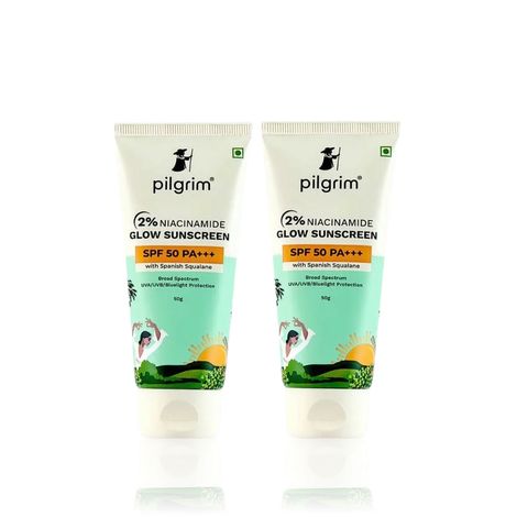 Buy Pilgrim 2% NIACINAMIDE GLOW SUNSCREEN SPF 50 PA+++ Broad Spectrum UVA/UVB Protection - Pack of 2-Purplle