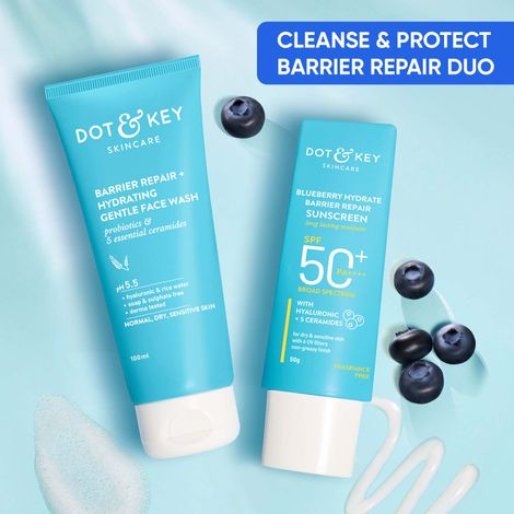 Buy Dot & Key Cleanse & Sun Protect Duo - 150 gm | Face Wash & Face Sunscreen-Purplle