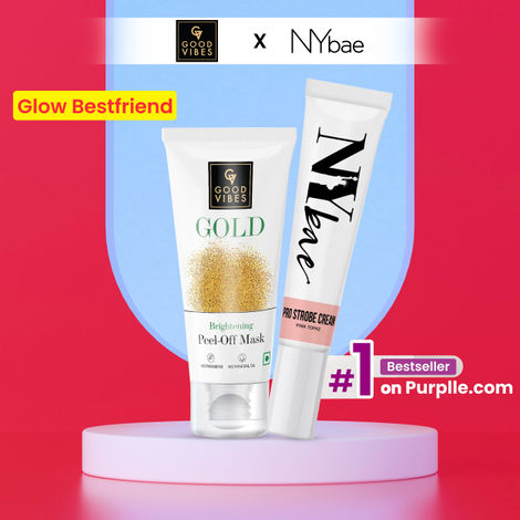 Buy Good Vibes x NY Bae Golden Glow Kit By Purplle | Bestsellers | Strobe Cream Pink Topaz (12 gm) | Peel Off Mask (50 gm) | Korean Skin | Brightening Kit.-Purplle