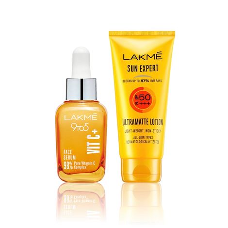 Buy Lakme Vitamin C Serum and Sunscreen Combo (Vitamin C Serum 30 ml + Sun Expert SPF 50 Ultra Matte Lotion, 100 ml)-Purplle