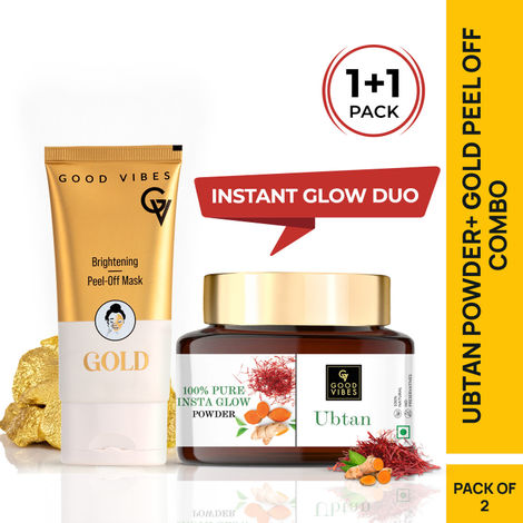 Buy Good Vibes Combo Ubtan Insta Glow Powder + Gold Brightening Peel Off Mask (150/50 gm), Combo of 2-Purplle