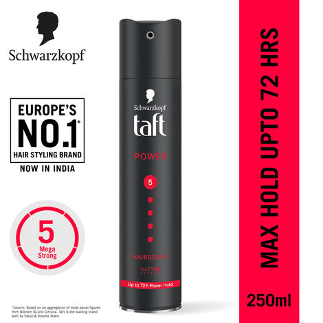 Buy Schwarzkopf TAFT Power Hair Spray With Caffeine Formula For Strengthening Hold 5, Lasts 72 Hrs-250 ml-Purplle