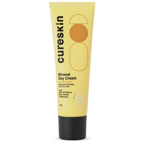 Buy Cureskin Mineral Sunscreen Day Cream Matte Finish SPF 30 PA+++ | Broad Spectrum Sun (UVA, UVB & IR) Protection | Zinc Oxide with Prebiotics, 50 gm (Pack of 1)-Purplle