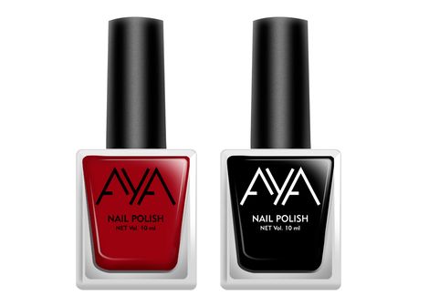 Buy AYA Nail Polish Combo Set of 2 - Black and Red 10 ml each-Purplle
