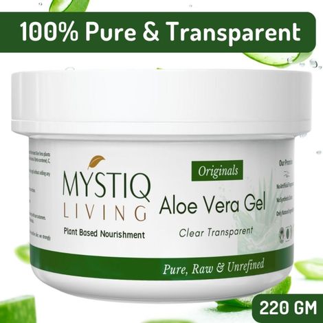 Buy Mystiq Living Pure Aloe Vera Gel (200 gm) Aloevera Gel For Face, Clear Gel, For Skin & Hair, Multipurpose Gel, Moisturizing Aloe Vera Gel, Acne Scar Gel-Purplle