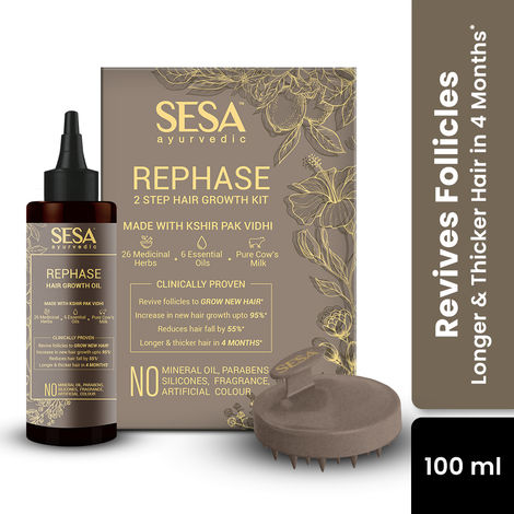 Buy SESA Ayurvedic Rephase 2 Step Hair Growth Kit With 26 Herbs & 6 Essential Oil For Men & Women - 100 ml-Purplle