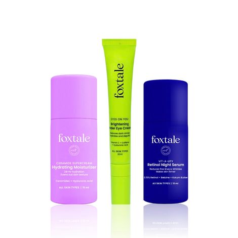 Buy FoxtaleA Ceramide Supercream HydratingA Moisturizer & Eyes On You Brightening Under Eye Cream & 0.15% Retinol Night Serum(15 ml+20ml+10ml)-Purplle