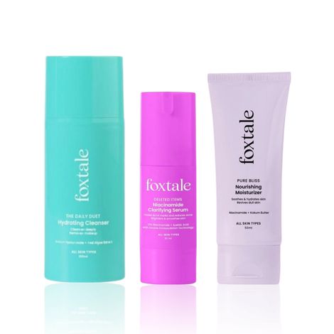 Buy FoxTale - The Daily DuetA Hydrating Cleanser+12% Niacinamide + Azelaic Acid Clarifying serum+ Nourishing Face Moisturizer with Niacinamide for 24 Hr Hydration (100 ml+30ml+50ml)-Purplle