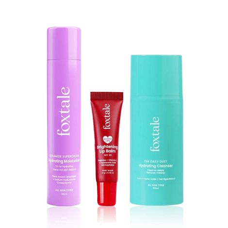 Buy FoxTale Ceramide Moisturizer for Face & The Daily DuetA Hydrating Cleanser &Glazed Lips Brightening Lip Balm - Ruby Glaze (50 ml + 100ml+10g)-Purplle