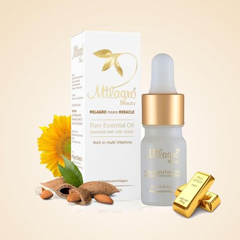 Buy Milagro Beauty Essential Oil for Skin 24K Gold, Sunflower & Almond Oils, Toner Alcohol & Fragrance Free, Fades Blemishes, Brightens & Smoothens Skin, 100% Vegan Skincare Treatment (5 ml)-Purplle