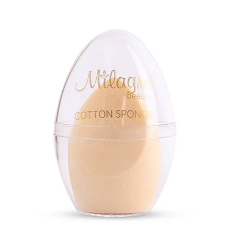 Buy Milagro Beauty Cotton Beauty Blender Sponge, Latex-Free | Soft Makeup Sponge For Liquid/Creams/Powder Foundation, With Egg Case | Easy To Clean, Reusable | Natural & Dewy Finish | Slant Edge Shape, 1 pc-Purplle