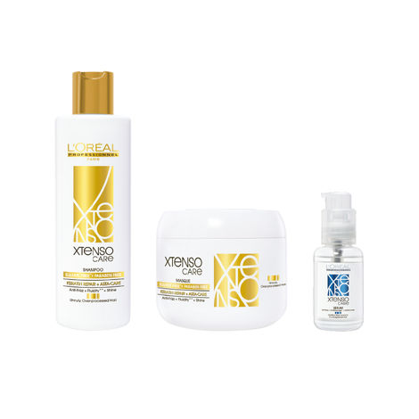 Buy L'Oreal Professionnel Combo of Xtenso Care Sulphate Free Shampoo + Xtenso Care Sulphate Free Mask + Xtenso Sulphate Free Care Serum | With Pro-Keratin and Incell (250 ml + 250 gm + 50 ml)-Purplle