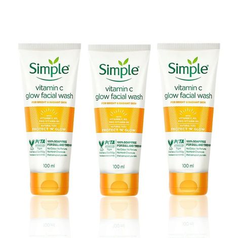 Buy Simple Protect N Glow Vitamin C Glow Facial Wash 100 ml (Pack of 3)-Purplle