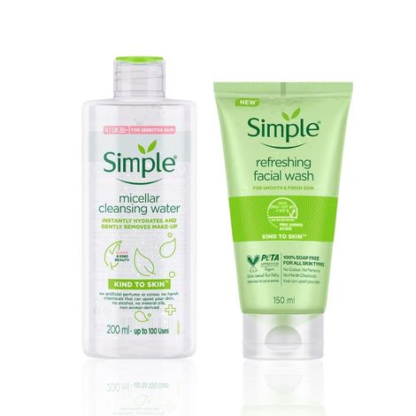 Buy Simple Kind To Skin Refreshing Face Wash (150 ml) |+ Micellar Cleansing Water( 200 ml)-Purplle