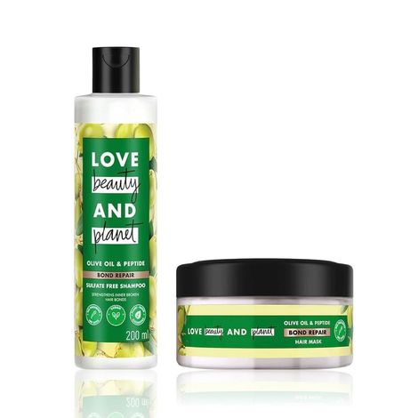Buy Love Beauty Planet Olive oil & Peptide Bond Repair Shampoo (200 ml) + Hair Mask (200 ml)-Purplle