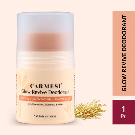 Buy Carmesi Glow Revive Underarm Roll On Deodorant for Women | Revives Glow & Controls Odour | Rice Water, Vitamin E, & AHAs | 90% Natural | No Alcohol & Aluminium - 50 ml-Purplle