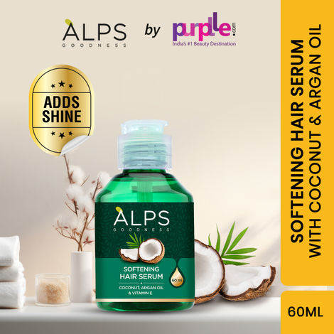 Buy Alps Goodness Softening Hair Serum with Coconut, Argan Oil & Vitamin E (60 ml) | For Soft & Frizz-Free Hair | Hair Serum for Smoothening | Adds Shine-Purplle