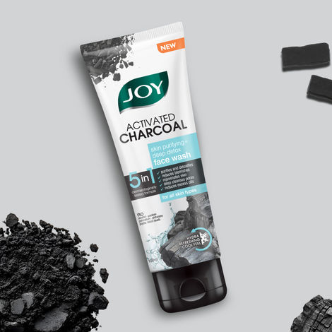 Buy Joy Activated Charcoal Face Wash for Oily Skin (100 ml) | Controls Oil & Removes Dirt & Blackheads | Fights Pollution, Reduces Acne & Pimples For a Clearer & Smoother Skin-Purplle