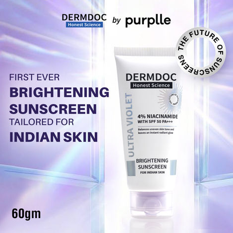 Buy DERMDOC SPF 50 4% Niacinamide Ultra Violet Brightening Sunscreen (60 gm) | PA+++ | Sunblock I Sunscreen for Oily Skin I UV Protection I Shine Free Formula-Purplle